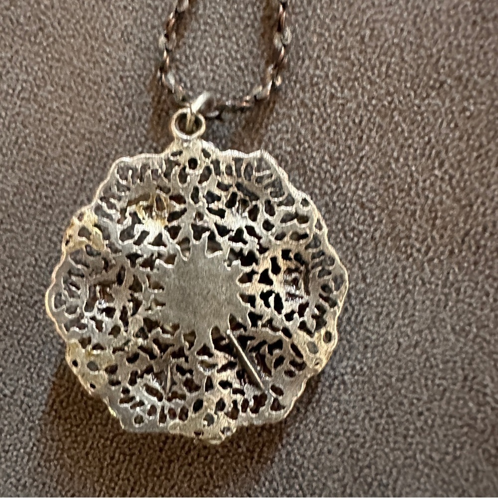 Anne Koplik Pearl Crystal Filigree Pendant Necklace Vintage Inspired Bridal - Picture 3 of 7